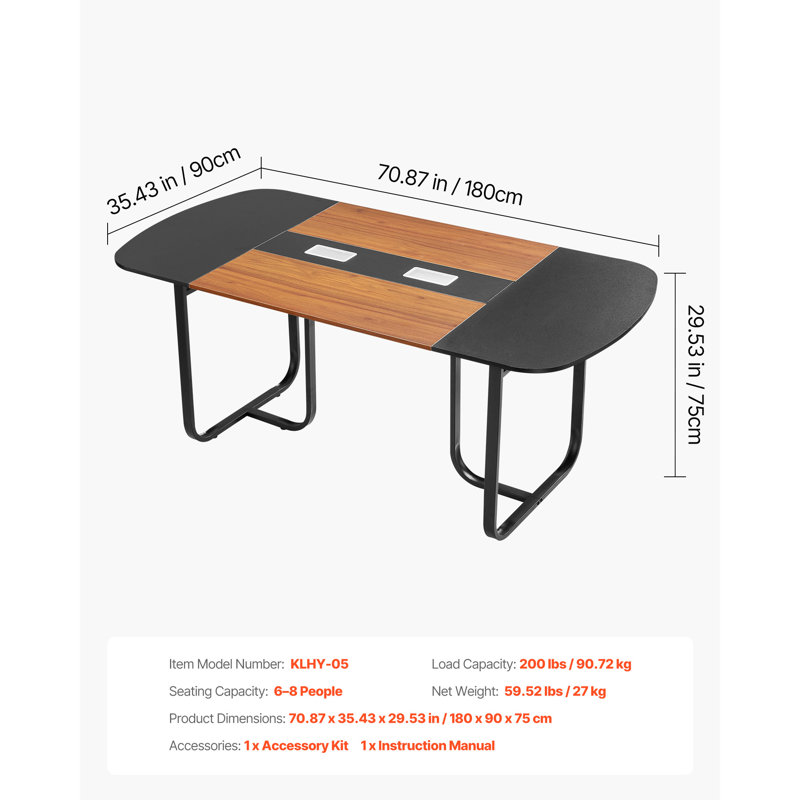 180.01 cm Steel Oval Conference Table