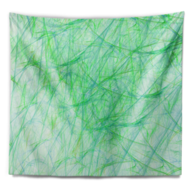Tapisserie abstraite veines de marbre vert clair, H 32 po x l 39 po