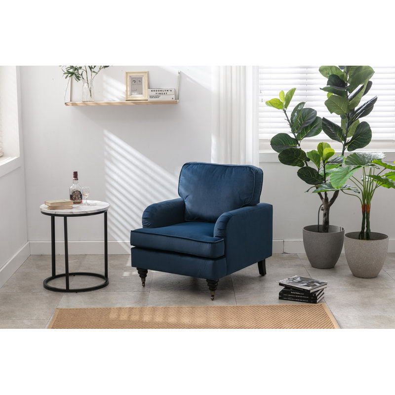 Fauteuil en velours 25,98 po Bungaroo, Velours bleu