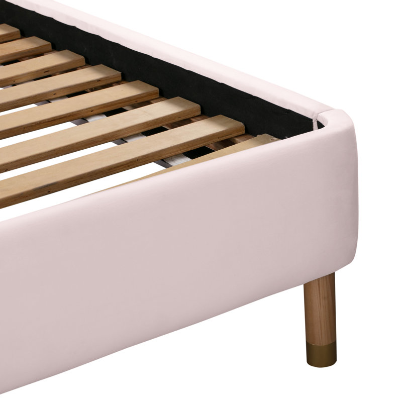 Low Profile Platform Bed, Queen, Joya Blush Velvet