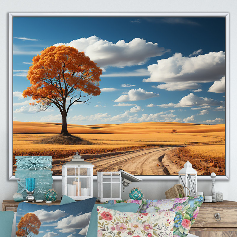Hrmonous Prairie Symphony, H 30 po x l 40 po x P 1,5 po, Cadre flottant blanc