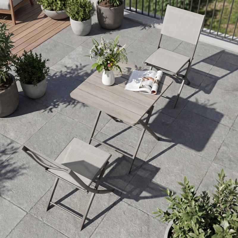 Parma 2-person Folding Patio Conversation Set, 3 Pieces: Table, 2 Chairs