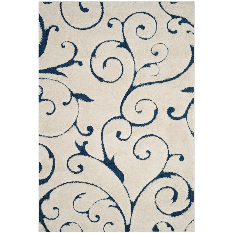 Benedetti Hooked Rug, Rectangle 122 x 183 cm, Cream/Blue