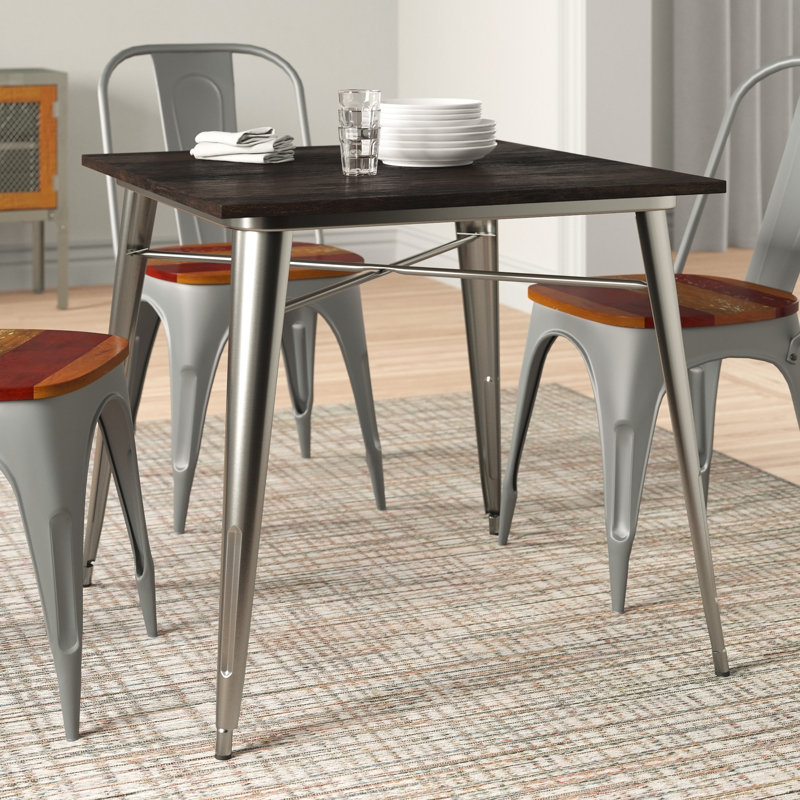 Metal Base Dining Table, Metallic