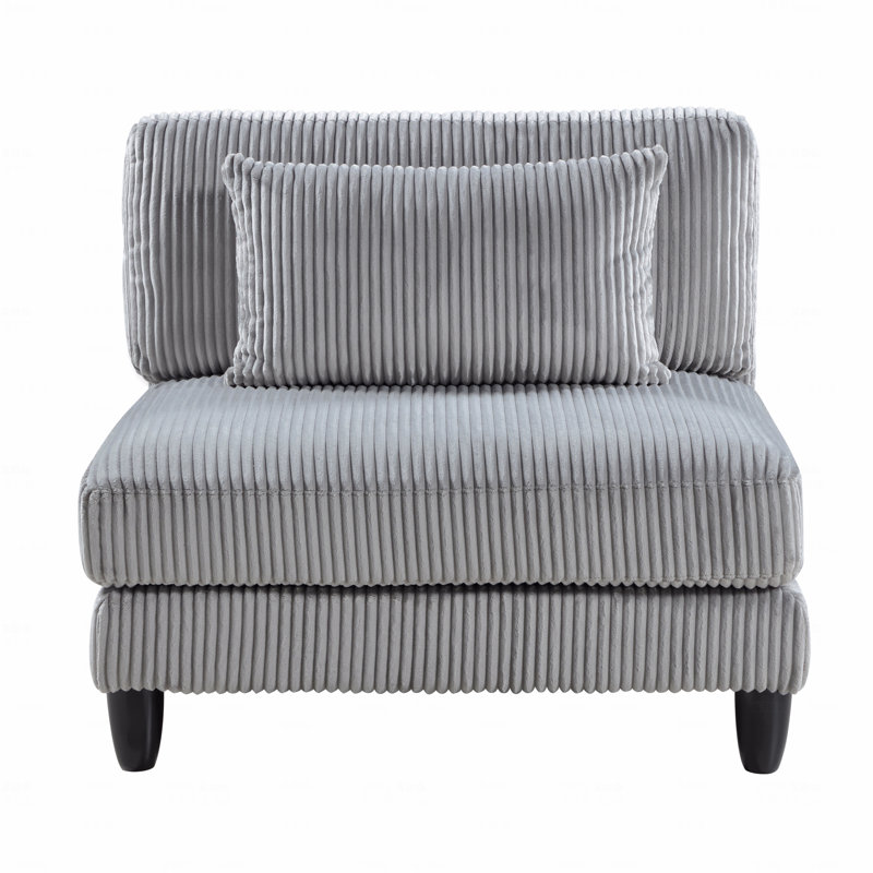 Fauteuil sans accoudoirs en velours côtelé gris