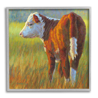 Vache qui broute, ferme, estampe numérique par Rita Kirkman