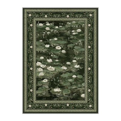 Aura Waterlily Art Machine Washable Area Rug