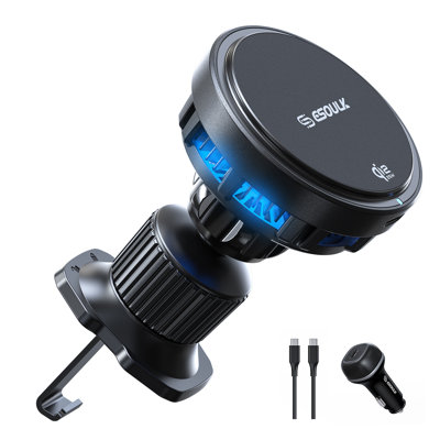 Support de chargeur de voiture magnétique sans fil Esoulk pour iPhone 17 Pro Max