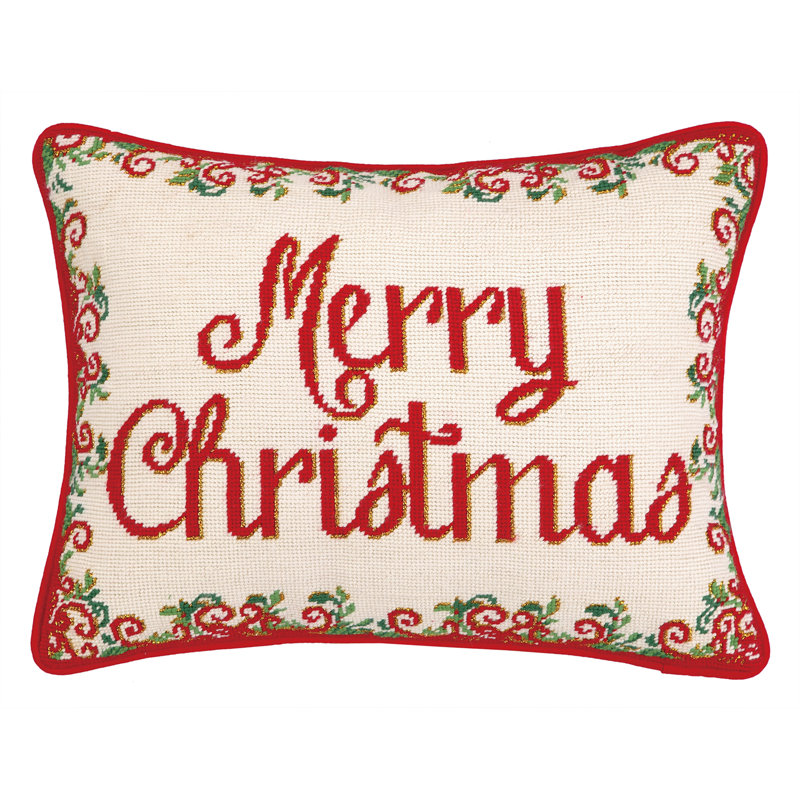 Coussin décoratif fait à la main Merry Christmas - oblong 14 x 18 po