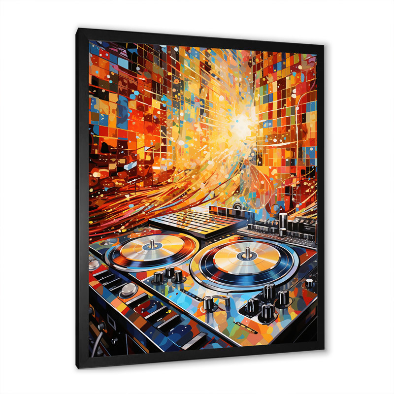 Platine vinyle multicolore Brilliance I - Art mural, Cadre simple noir, H 20 po x l 12 po x P 1 po