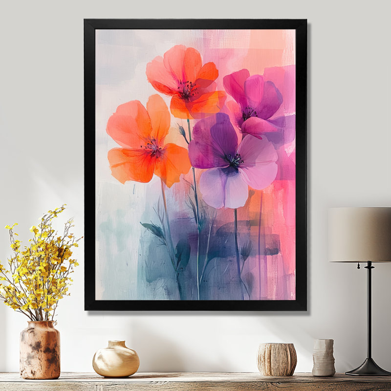 Ryanne - Art mural floral, Reproduction encadrée d'une seule photo, Noir, noir, noir, noir, H 20 po x l 12 po