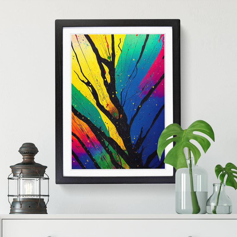 Rain Forest Splatter Vol.1 1 Piece Single Picture Frame Painting, 46cm H x 34cm W x 2cm D, Oak