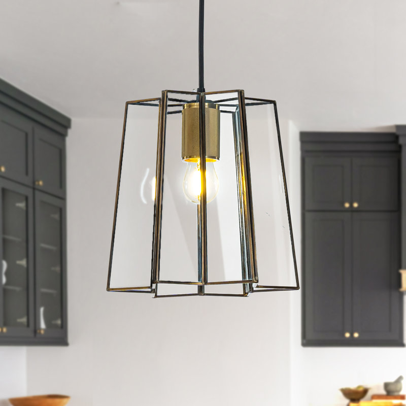 Luminaire suspendu rustique moderne en verre brun 1 lumière 9 po