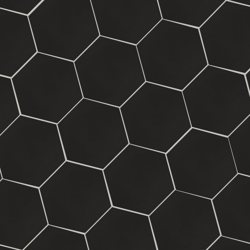 Carreau de sol hexagonal en porcelaine mat 9 po x 10 po Voyage, Gris anthracite urbain