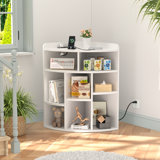 Cayhlin Wooden Corner Cabinet Storage With USB Ports And Outlets, Corner Cube Toy Storage For Small Space