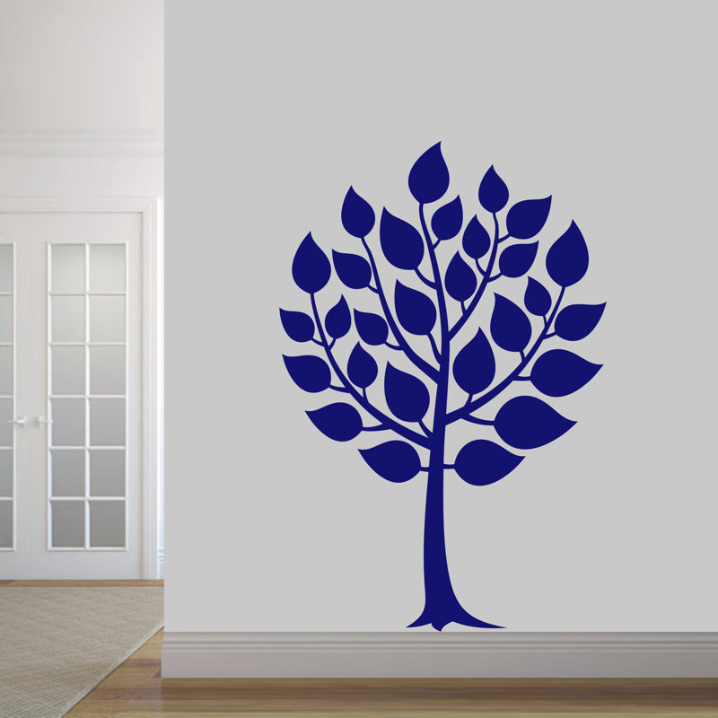 Décalcomanie murale arbre rond, Bleu marine