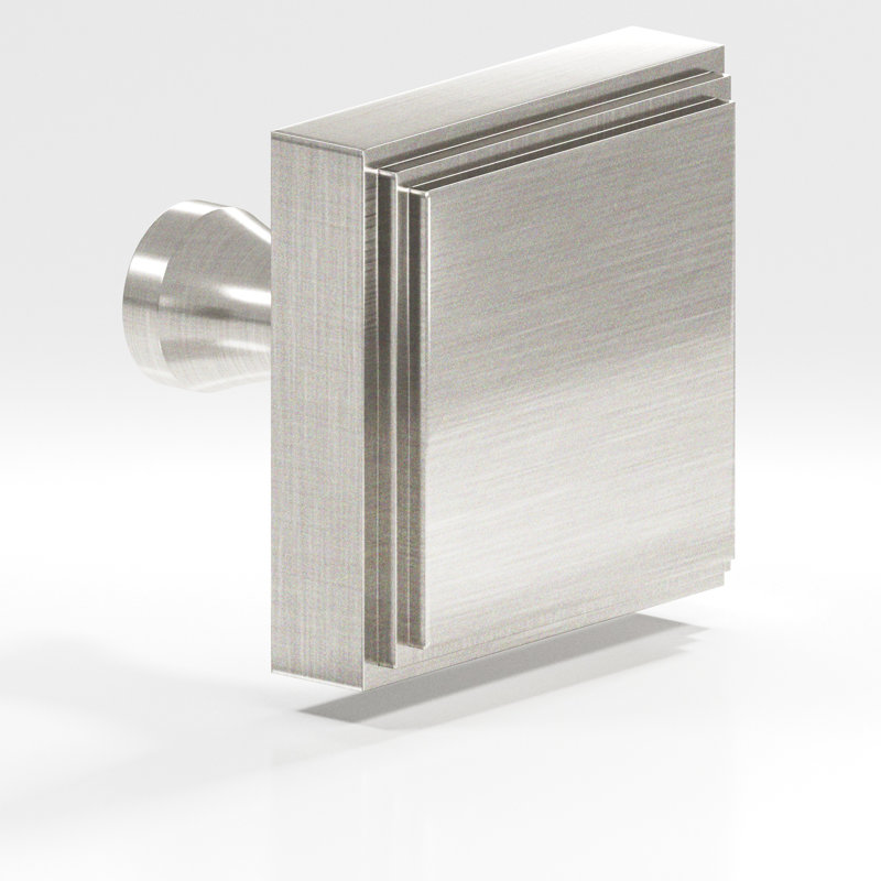 Square Stepped Cabinet Knob With Flared Post, Satin Nickel, 1.25" L x 1.25" W