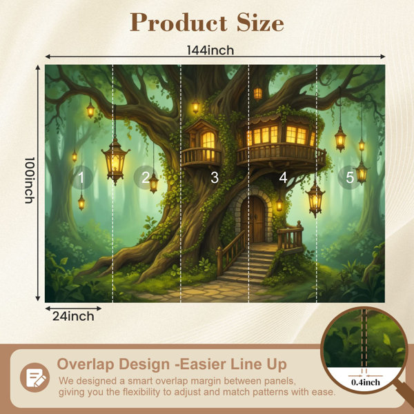 Red Barrel Studio Peel and Stick Wallpaper Whimsical Treehouse Forest ...