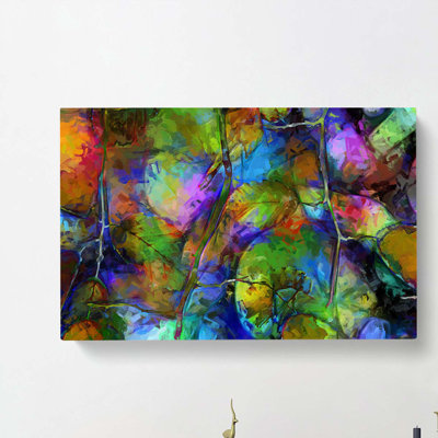 Rainbow Leaf Abstract In Abstract - Wrapped Canvas Painting