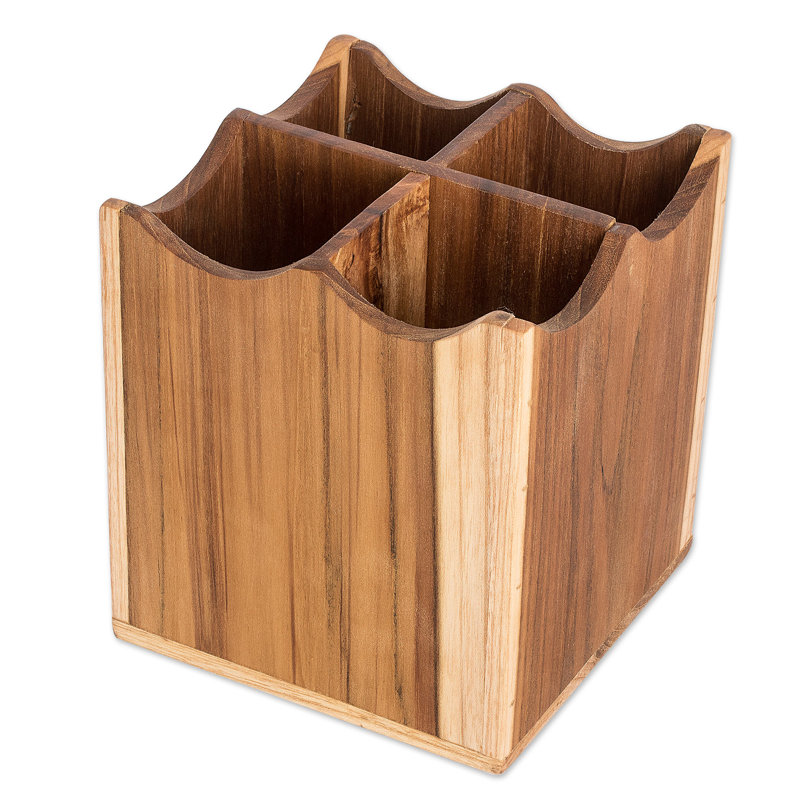 Wood Square Utensil Storage Set