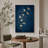 Indigo Navy Blue Bird Flying Artwork, Vintage Abstract Minimalist Bedroom Pictures, Large Framed Canvas Giclee Print Wall Art-115239313-115239315-115239317