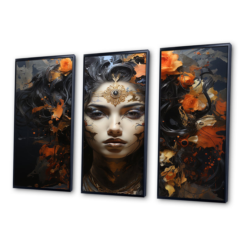 «Hinduism Kalis Power», ensemble d'art sur toile, Cadre flottant noir, H 32 po x l 48 po x P 1 po