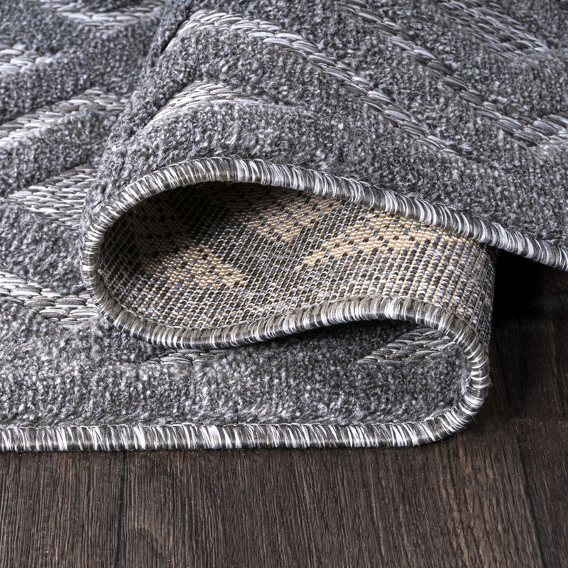 Tapis intérieur / extérieur gris foncé Portmany, Rectangle 3 pi 11 po x 6 pi