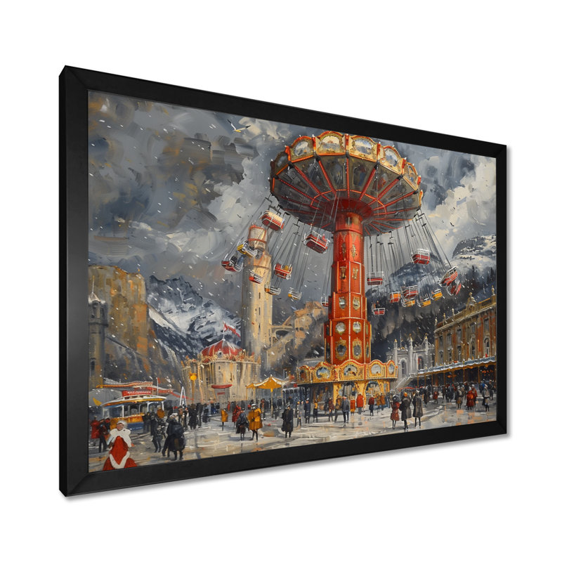 Troene - Amusement Parks Wall Art Living Room, H 12 po x l 20 po x P 1 po, Cadre simple noir