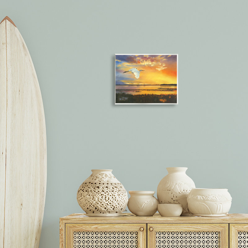 Bird over Sunlit Pond Wall Plaque Art by D. Rust