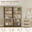 Modern 72" Tall Bookcases With Glass Doors And Adjustable Shelves, Library Book Shelf With Storage Cabinet And Open Book Shelfs, Wood Bookshelves For Home Office, Living Room, Beige-1333220907