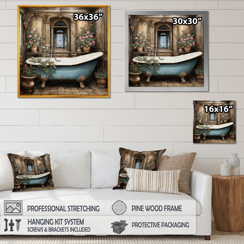 Élégante harmonie florale pour la salle de bain - art mural Bath and Laundry, H 16 po x l 16 po x P 1 po