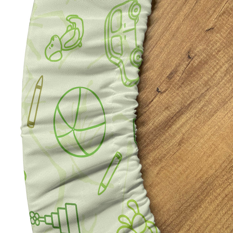 East Urban Home Cartoon Fitted Round Tablecloth Pale Green, 64.17'' Round