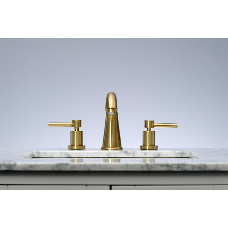 Kingston Brass Concord Two-Handle 3-Hole Deck Mount Widespread Bathroom Faucet with Brass Pop-Up Drain