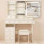  Meuble-lavabo avec miroir coulissant à DEL à commande tactile, coiffeuse avec douille 2AC et 2USB et support pour sèche-cheveux, tabouret de maquillage pour la chambre à coucher, blanc-401863154