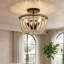 Osaka 3-Light Beaded Semi Flush Mount Ceiling Light, Boho Farmhouse Style