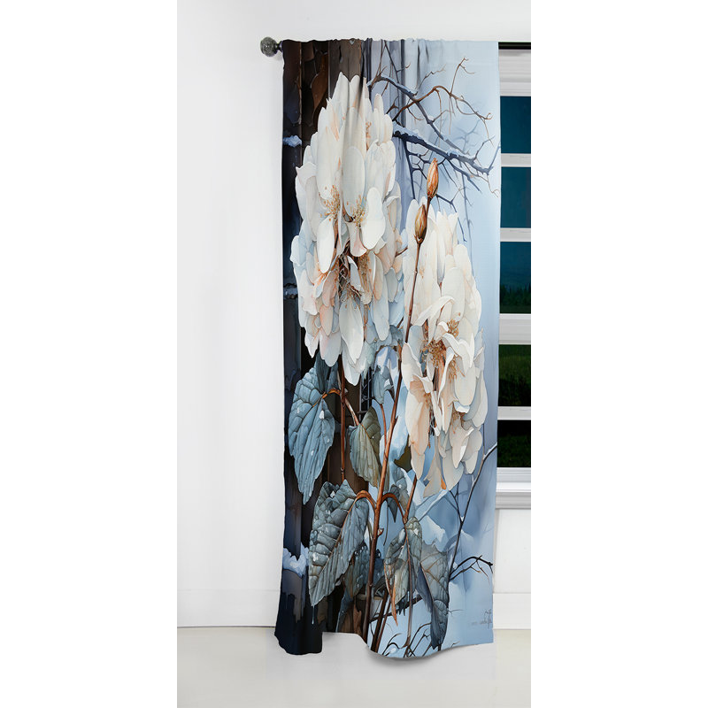 Gossett - rideau hydrangées - rideau occultant floral en velours - 1 panneau, L 52 po x L 95 po