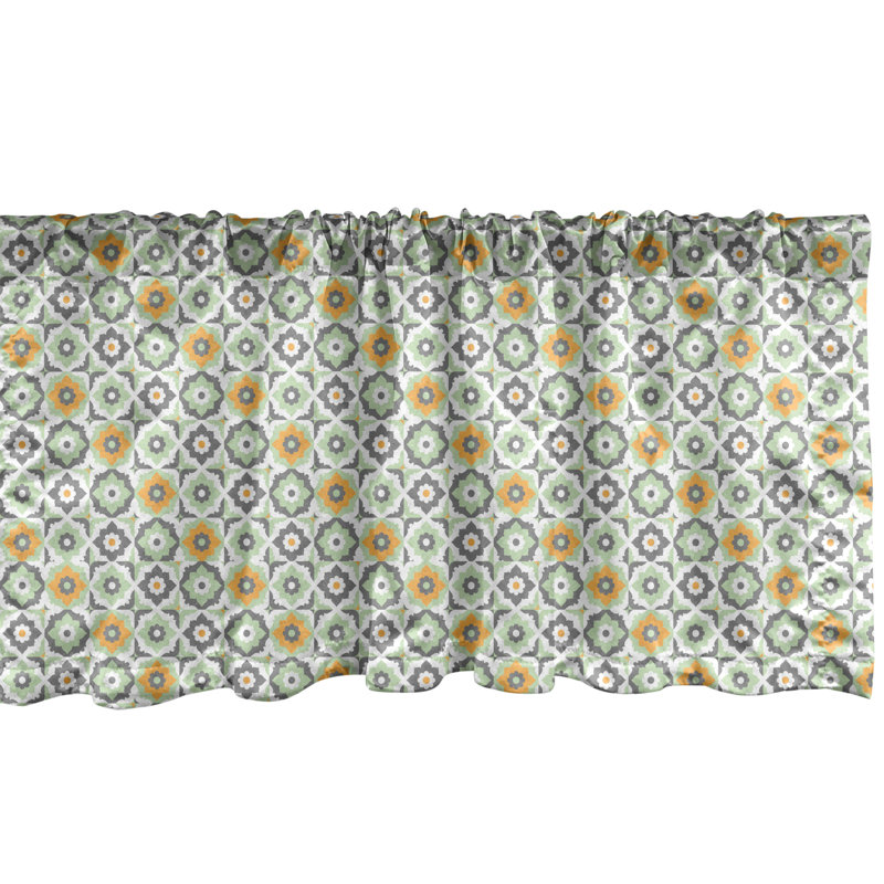 Cantonnière marocaine Ambesonne lot de 2 lotus floral vert blanc, L 54 po x L 18 po