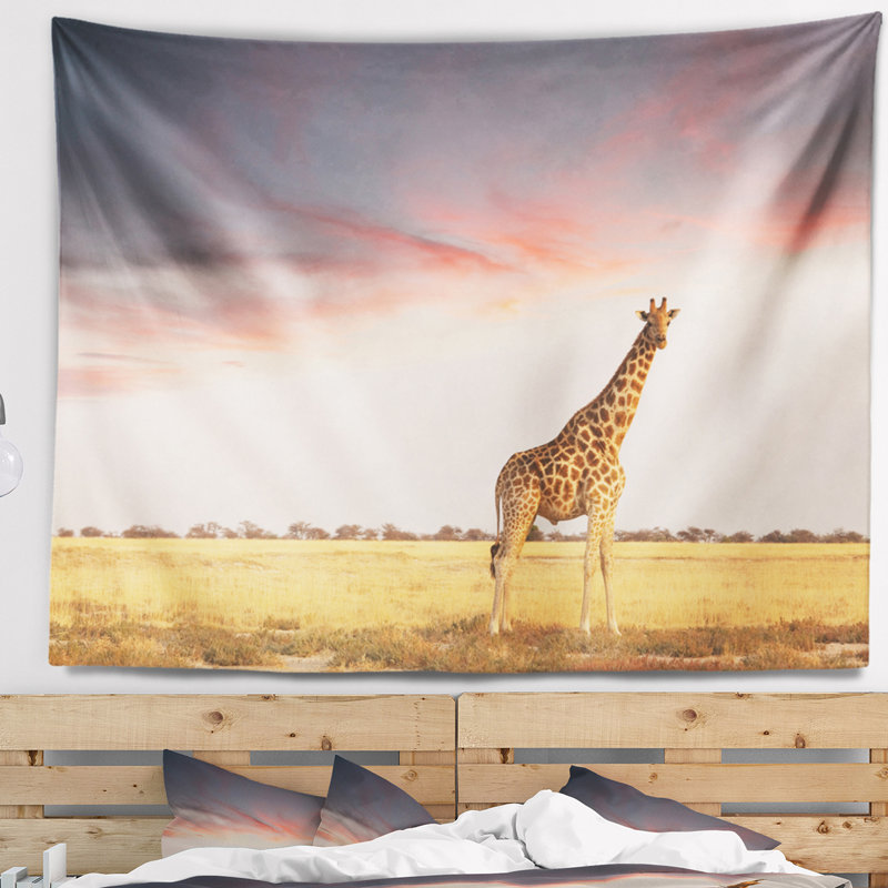 Girafe africaine avec tapisserie Savannah, H 32 po x l 39 po