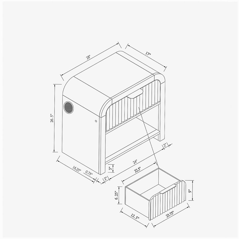 Beverly Black and White Nightstand