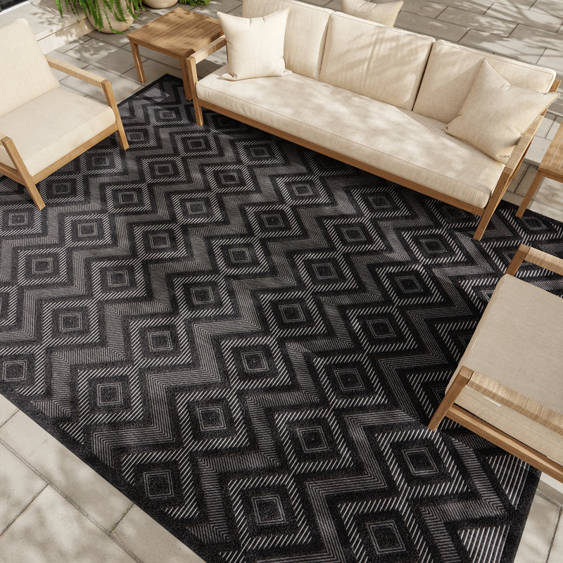 Tapis intérieur / extérieur gris anthracite / noir Foundry Select, Rectangle 4pi x 6 pi