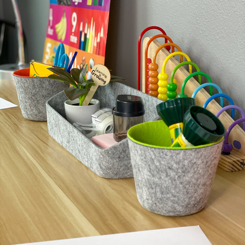 Desk Organizer Set, Orange/Green