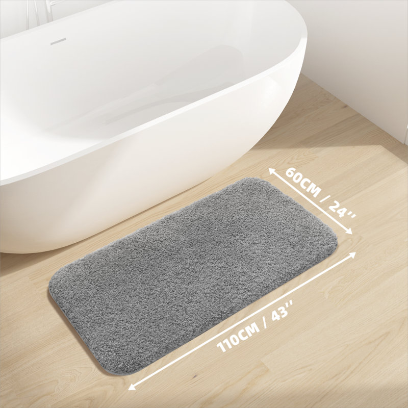 Tapis pour salle de bain Gaenside, L 43 po x l 24 po, Gris clair