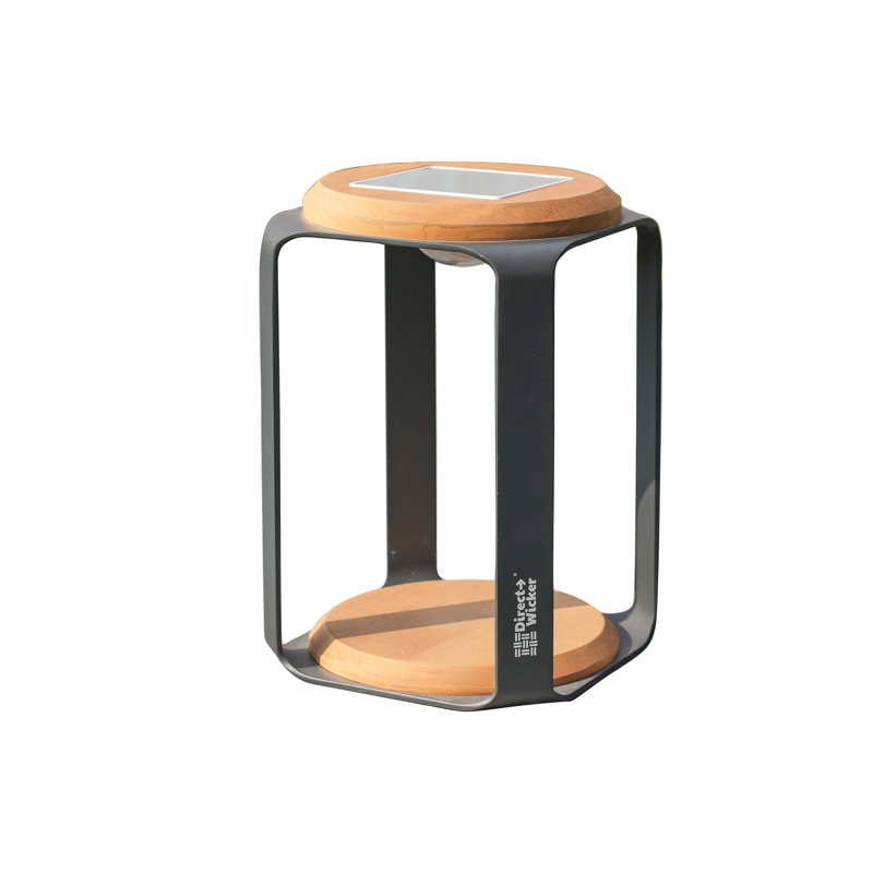 Aluminum Outdoor Solar LED Lantern – Large Size With Teak Accents, IP65 Waterproof, 3-Level Dimmable Light