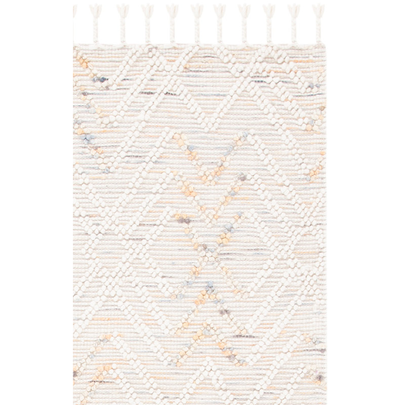 Holtsville Hand Loomed Wool/Jute/Cotton Geometric Rug in Orange/Ivory, Rectangle 8' x 10'