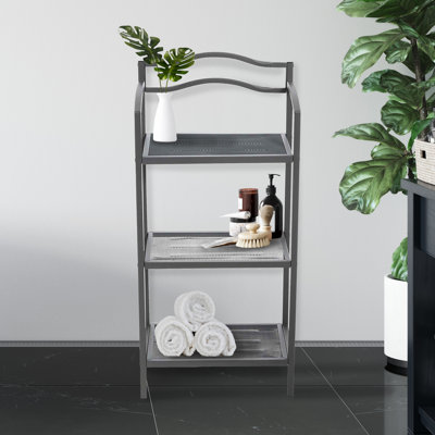 3-Tier Metal Bathroom Storage Shelf Grey