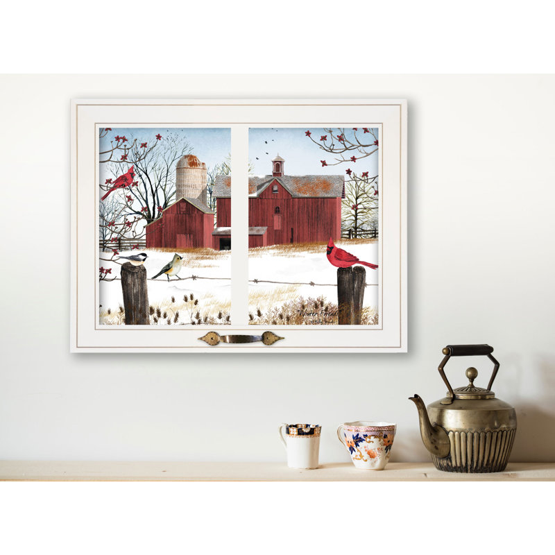 «Winter Friends», art mural encadré pour le salon et la maison par Billy Jacobs, Cadre blanc