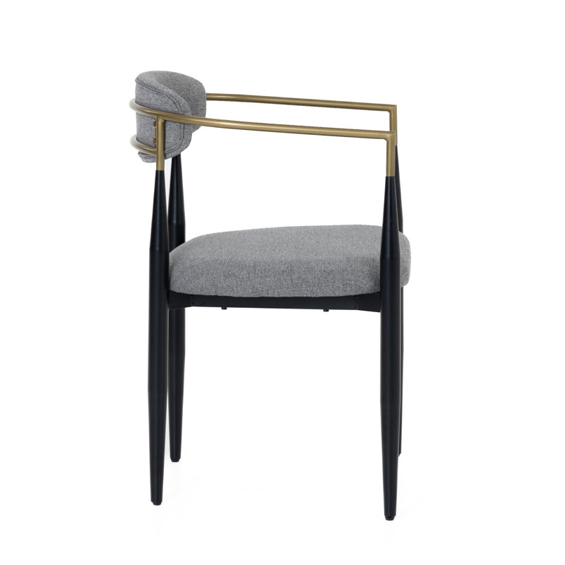 Ayliana Fabric Arm Chair Dining Chair, Medium Gray