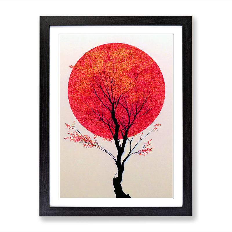 Peach Blossom Tree Modern Vol.2 - Framed Print, 46cm H x 34cm W x 2cm D, Walnut