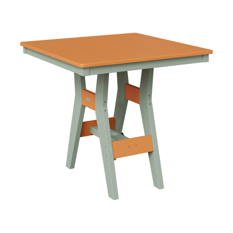 Harbor Outdoor Square Dining Table, 30.37" H x 33" W x 33" D, Seafoam, Mango Orange
