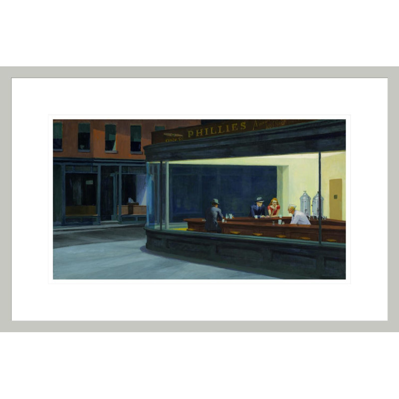 «Nighthawks» par Edward Hopper - impression giclée sur cadre, H 14,49 po x l 21,75 po